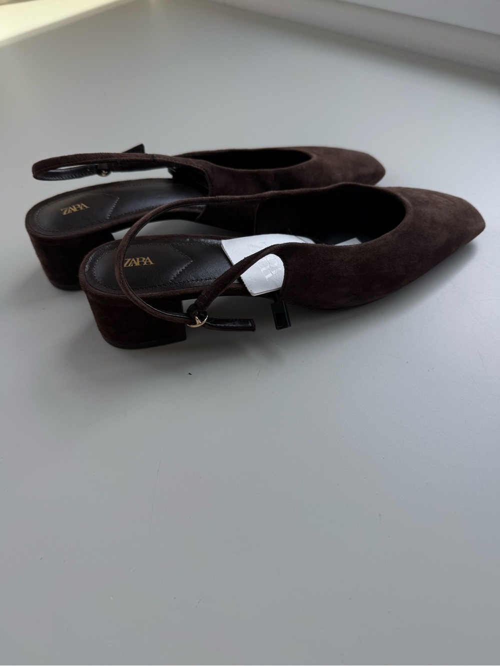 NWT Zara Suede Slingback Shoes Brown, US 8 - Picture 6 of 10